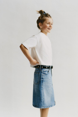 ZARA ДЖИНСОВАЯ ЮБКА МИДИ, СИНИЙ