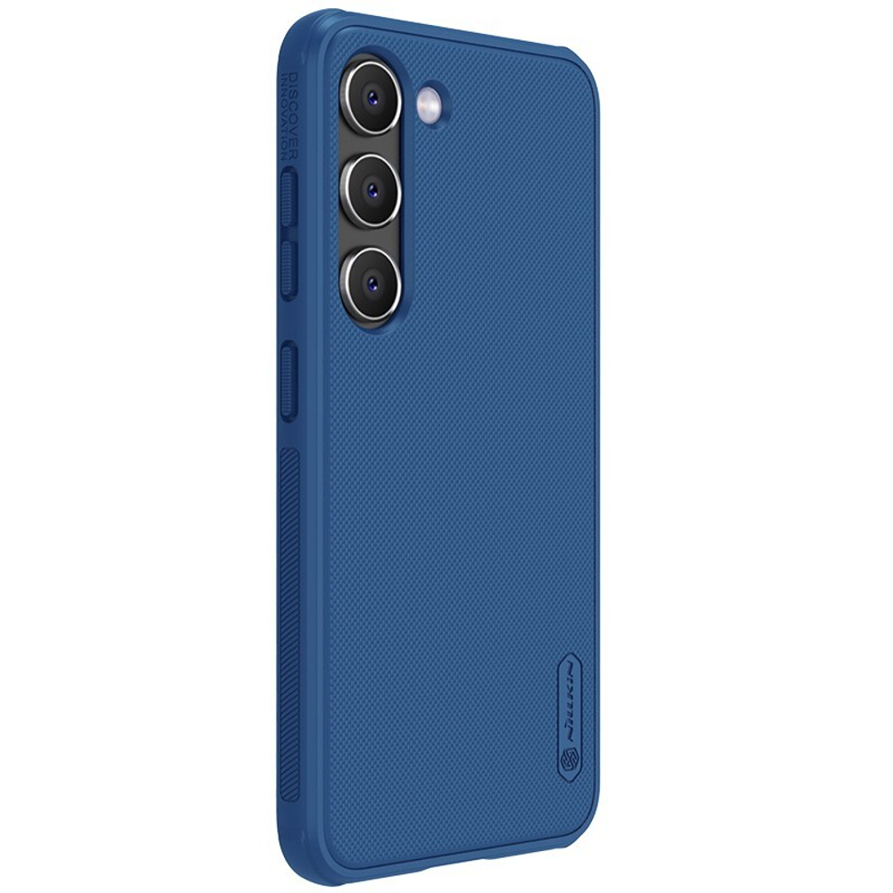 Двухкомпонентный чехол синего цвета от Nillkin для Samsung Galaxy S23+ Плюс, серия Super Frosted Shield Pro