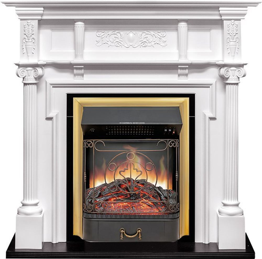 Каминокомплект Oxford - Белый с очагом Majestic FX Brass