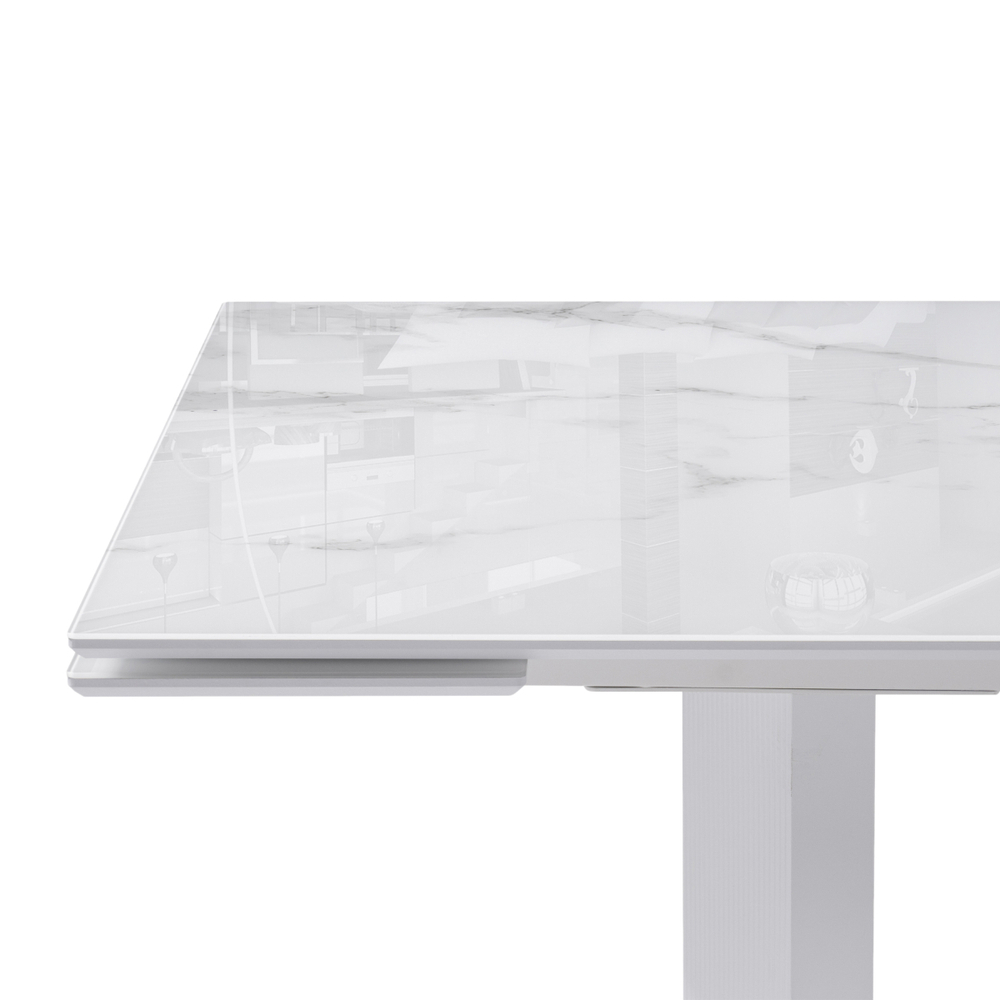 Стол стеклянный Woodville Монерон 200(260)х100х77 белый мрамор, белый