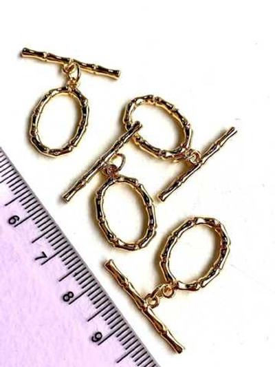 7116-з Тогл овальный "Бамбук", 25 мм, позолота