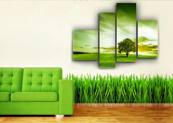 Модульная картина "Зеленое дерево"