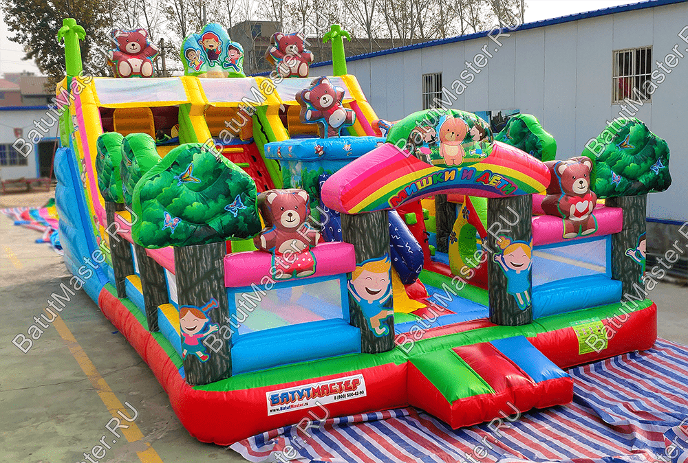 Коммерческий батут "Мишки и дети", размер 10*6*5 м