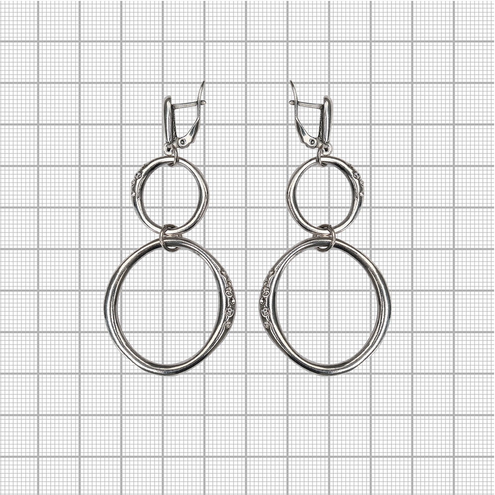 "Органелла" серьги в серебряном покрытии из коллекции "Простейшие" от Jenavi  с английским замком