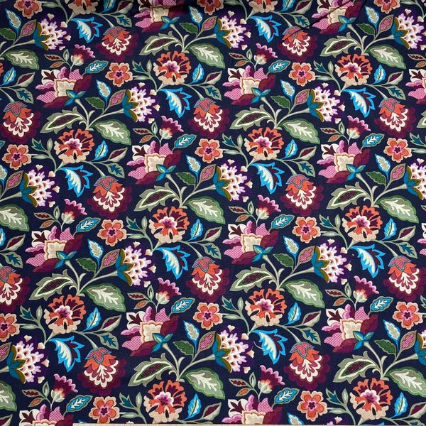 ЦВЕТОЧНЫЙ УЗОР НА ЧЕРНОМ 100% хлопок Handmade Fabrics 5