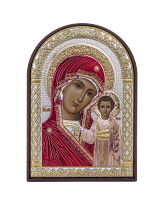 Казанская БМ, икона арочная, пластик коричневый, эмаль 80х115