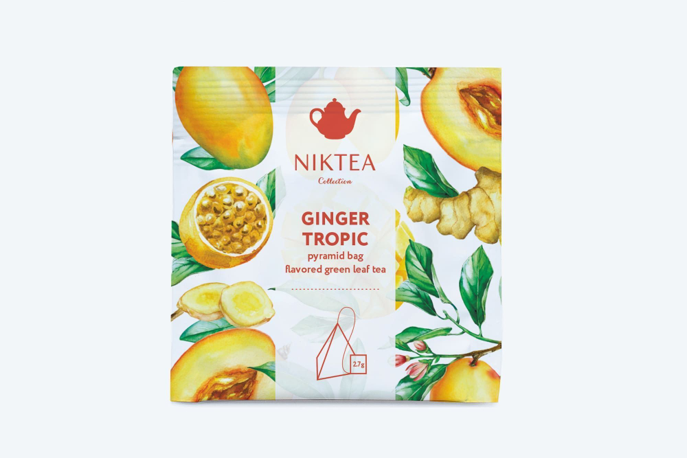 Чай в пирамидках зеленый NIKTEA Ginger Tropic, NIKTEA Имбирный Тропик