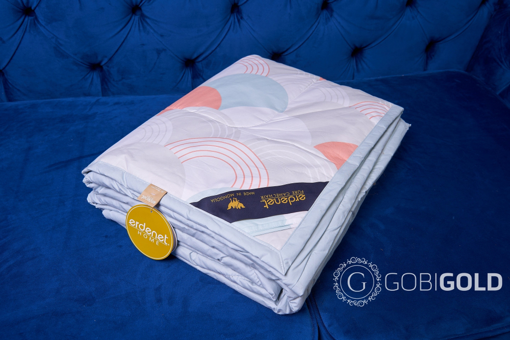 Одеяло стеганое из 100% верблюжьего пуха 150х200 см. (ERDENET) - круги