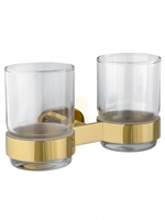 Два стакана для зубных щеток с держателем WONZON & WOGHAND FIRST, Глянцевое золото (WW-8428-LG)