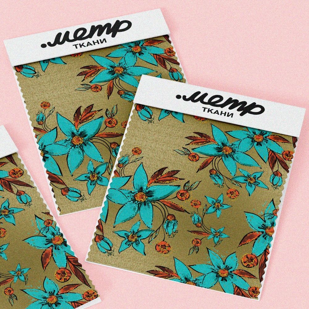 Ткань флис голубые цветы пять лепестков