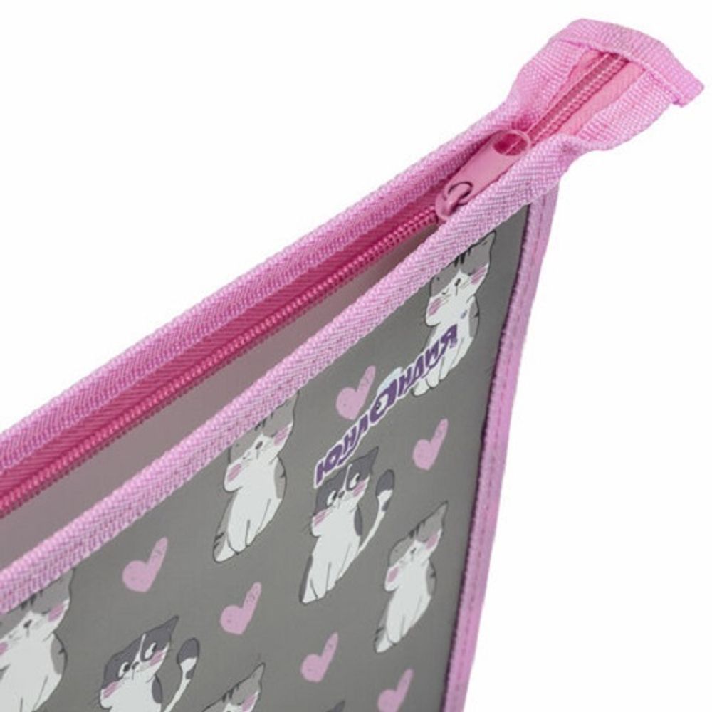 Папка для тетрадей 1 отделение А4 на молнии Юнландия Sweet whiskers, пластик