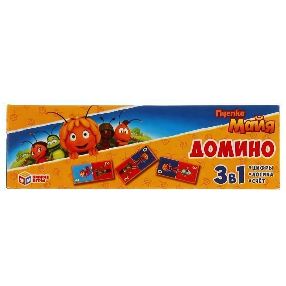 Домино пласт. 3в1 "Пчелка Майя" 4610136737266 (Умные игры)