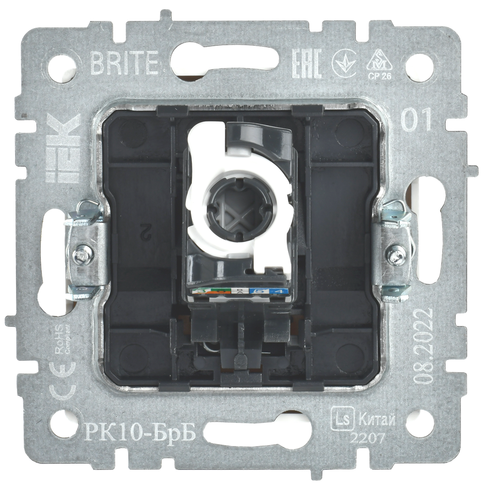 BRITE Розетка компьютерная RJ45 кат.5E РК10-БрБ белый IEK