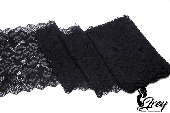 03-266 Кружево эластичное 23 см, черный 170
