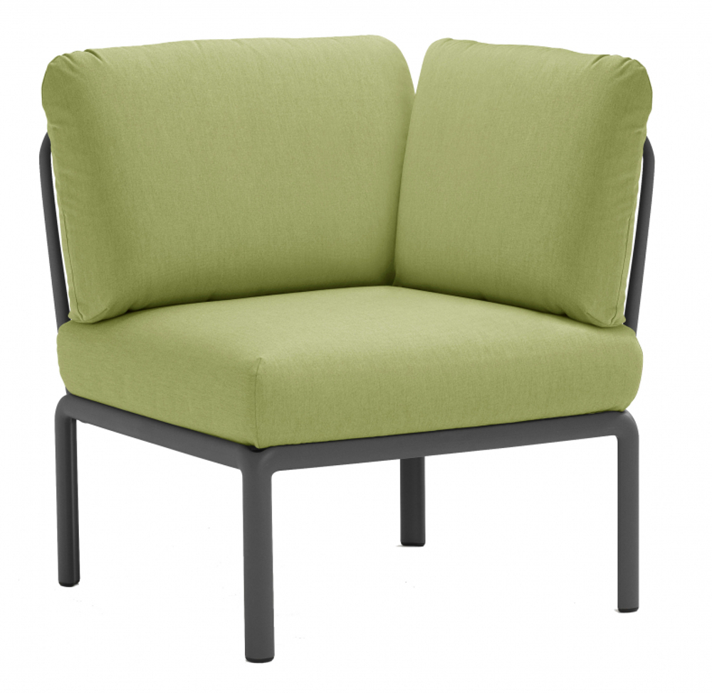 Модуль угловой пластиковый с подушками Nardi Komodo Elemento Angolo, антрацит, авокадо