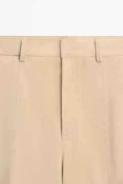 Massimo Dutti Длинные замшевые шорты, бежевый