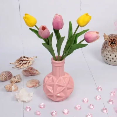 Ваза из керамики «Crispy-Беверли» 15,5см цвет розовый