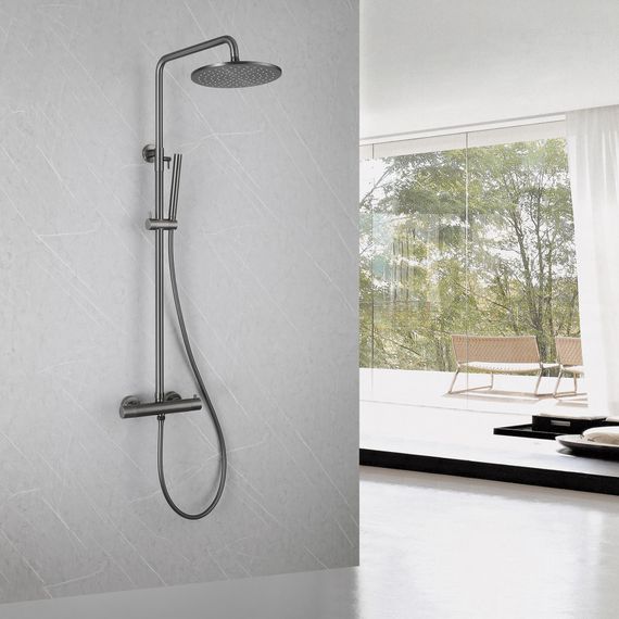 Душевая стойка ABBER Wasser Kreis AF8160NGL с термостатом без излива, никель