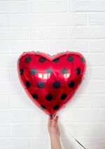F Шар сердце 18" / 46 см "Горох. Черный на красном" (БГ-15)
