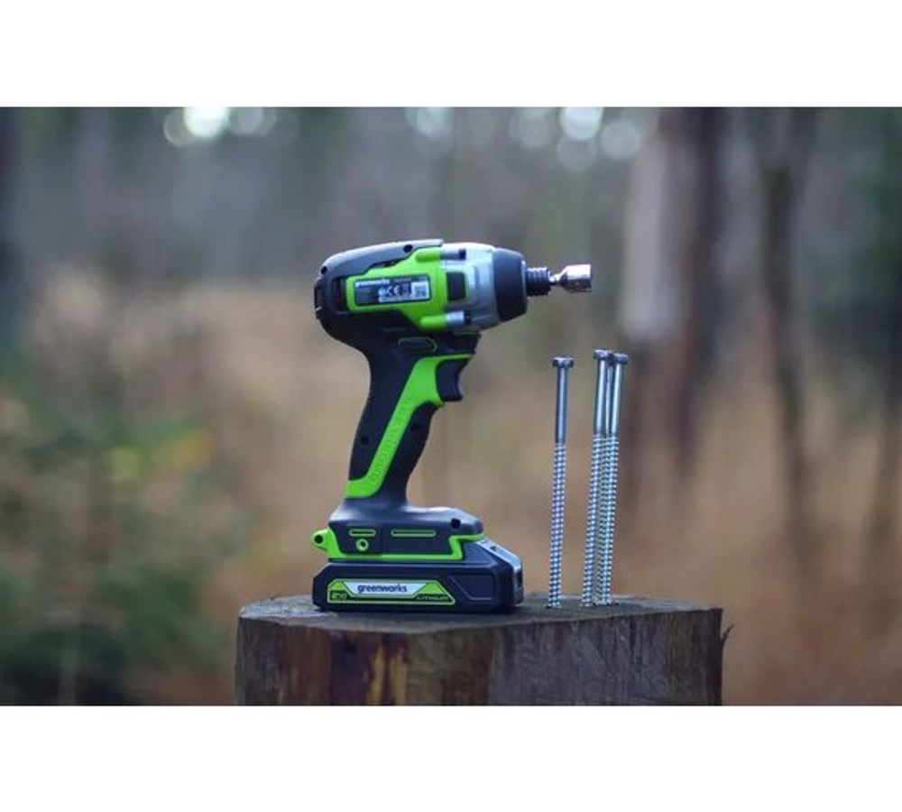 Винтоверт ударный аккумуляторный GREENWORKS GD24ID3 24В,300Нм,1/4HEX,б/щ,без АКБ и ЗУ (3802807)