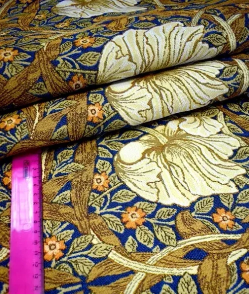 Гобеленовая ткань Тюльпаны синий фон ширина 150 см