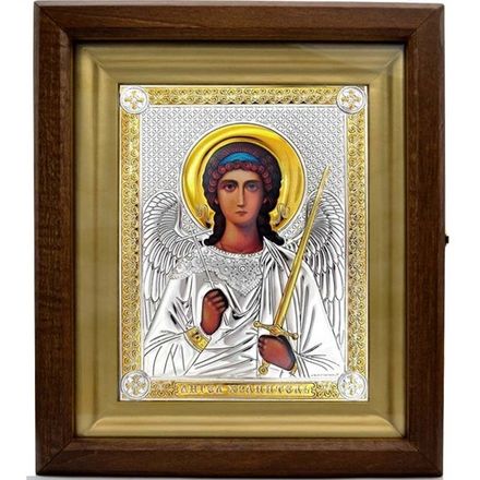 Икона Ангела Хранителя в серебряном окладе.