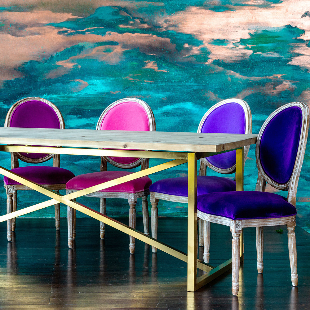 Стул Луи - Фуксия бархат лесной орех Объект мечты