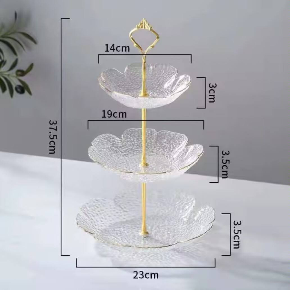 Трёхъярусная стеклянная фруктовница