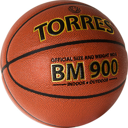Мяч баскетбольный TORRES BM900, B32036, р.6, ПУ-композит, нейлон. корд, бутил. камера, коричневый