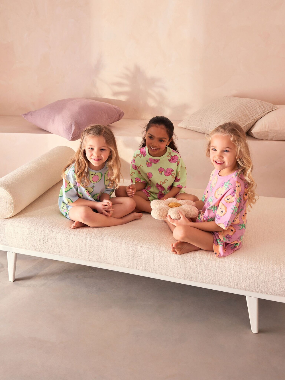 Пижама для девочки Next 560-830, 3 шт., Розовый, Голубой, Салатовый