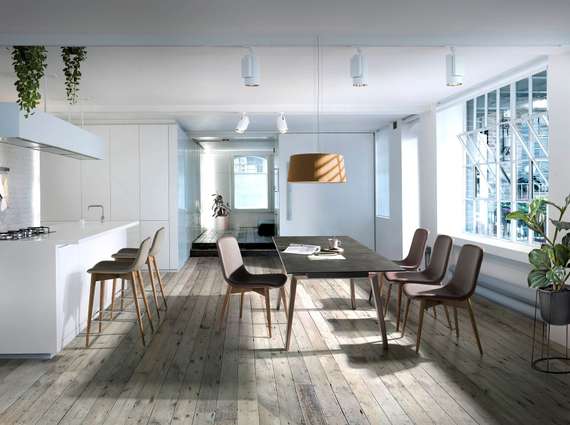 Барный стул Angel Cerda 4044, серая экокожа, орех