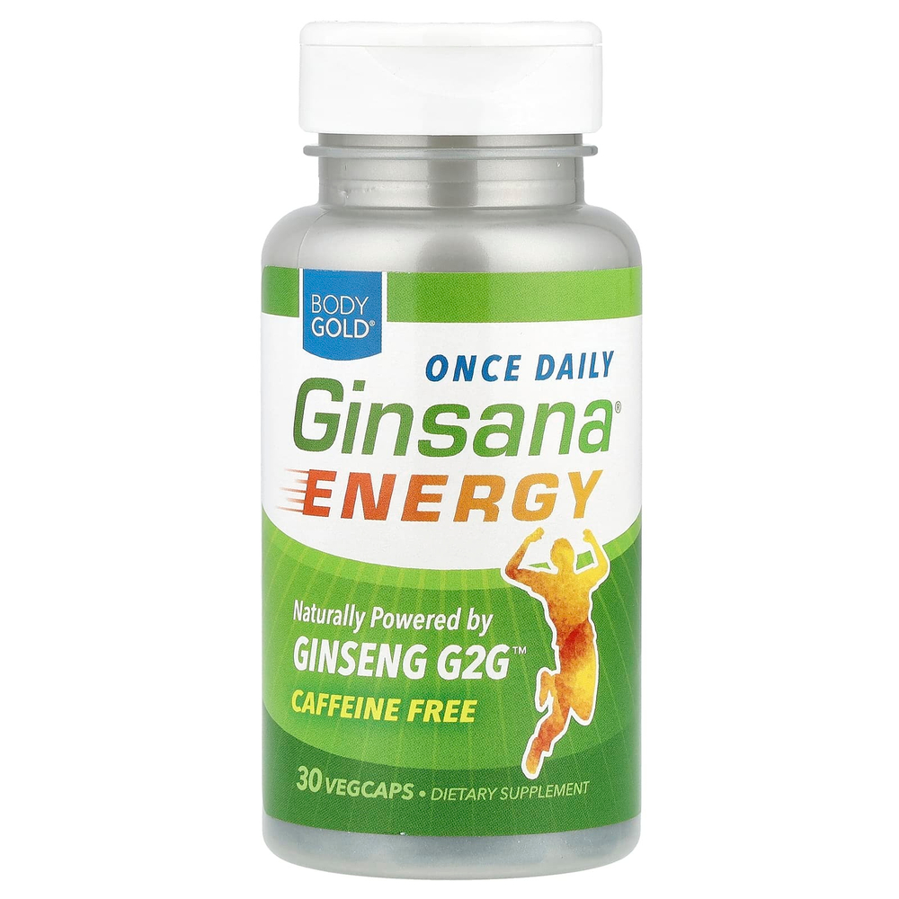 BodyGold, Ginsana® Energy, без кофеина, 30 растительных капсул