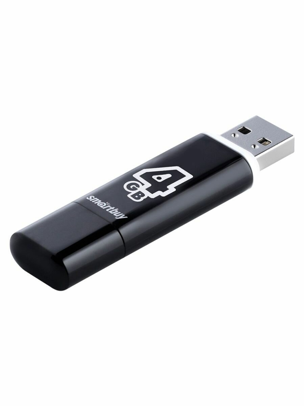 USB флеш накопитель 4 Gb SmartBuy Glossy, USB 2.0, черный, SB4GBGS-K (512764)