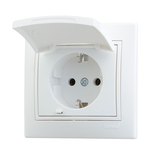 MIRA 701 0202 123B Розетка с/з с крышкой ПБТ бел. с бел. вст.