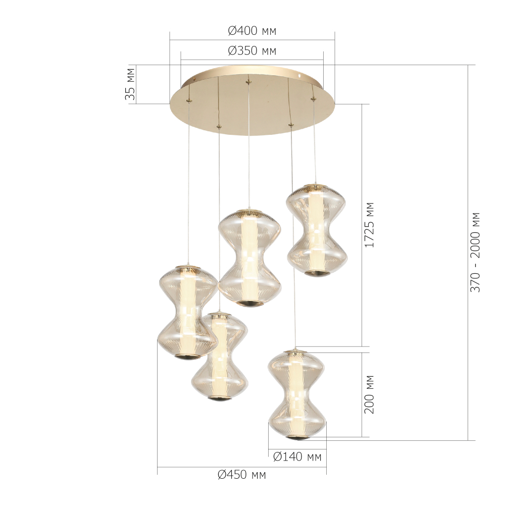 SL6136.233.01 Светильник подвесной ST-Luce золото/коньячный LED 1*28W 3000K SPINE