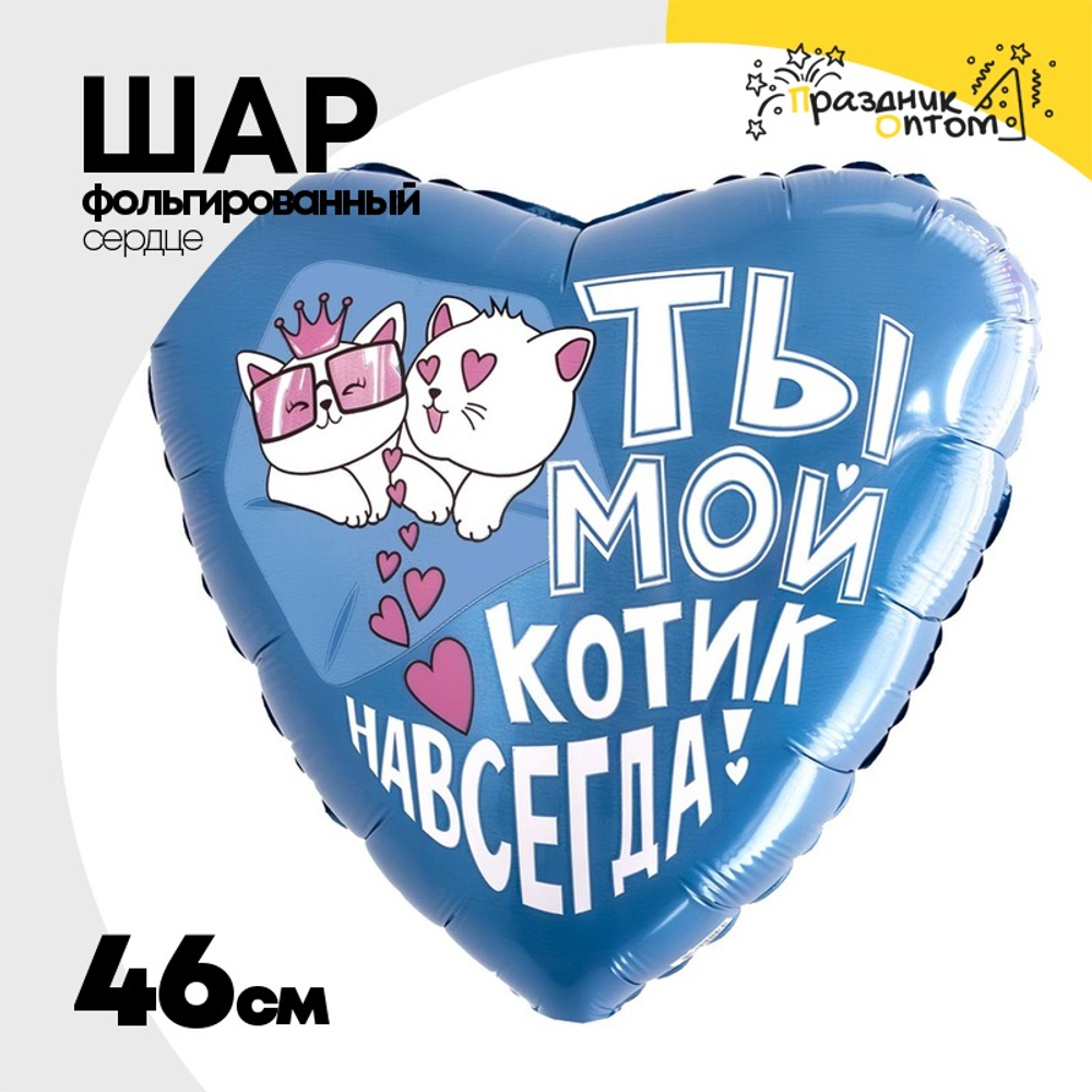 Шар Фольгированный ТЫ МОЙ КОТИК НАВСЕГДА (Голубой)