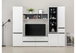 Шкаф Сейдиль белый премиум / черный / белый глянец