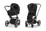Коляска 2 в 1 Cybex Priam IV Sepia Black, шасси Rose Gold