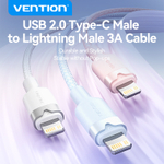 USB 2.0 Type-C Male to Lightning Male 3A Cable 1M Black Aluminum Alloy Type