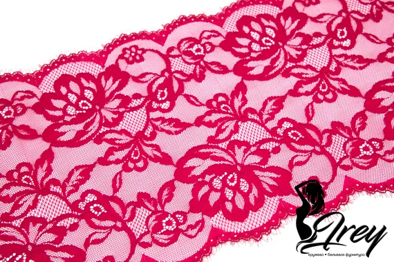 03-203 Кружево эластичные реснички 22 см, красный (ягодный)