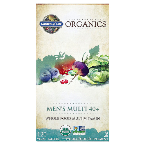 Garden of Life, Organics, мультивитамины для мужчин от 40 лет, 120 веганских таблеток