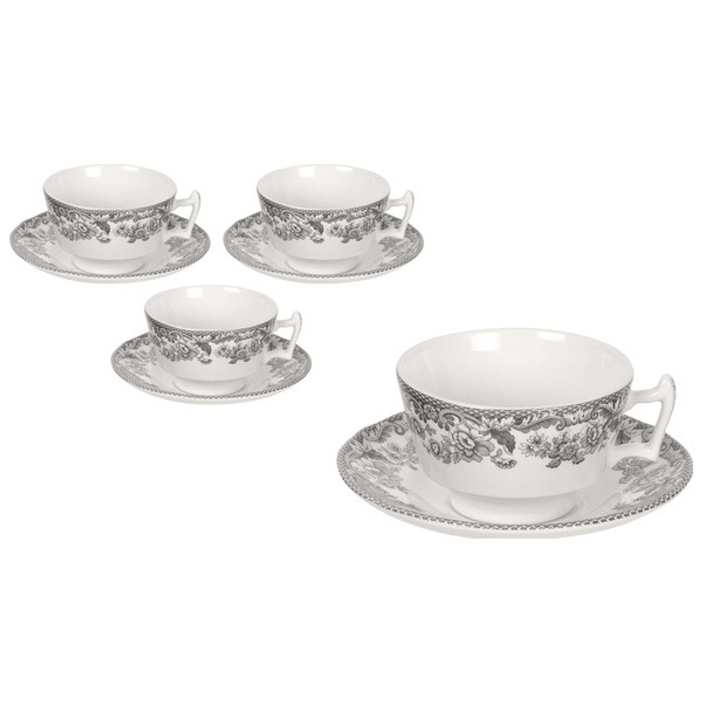 Набор чашек чайных с блюдцем на 4 персоны Spode Деламер, сельские мотивы