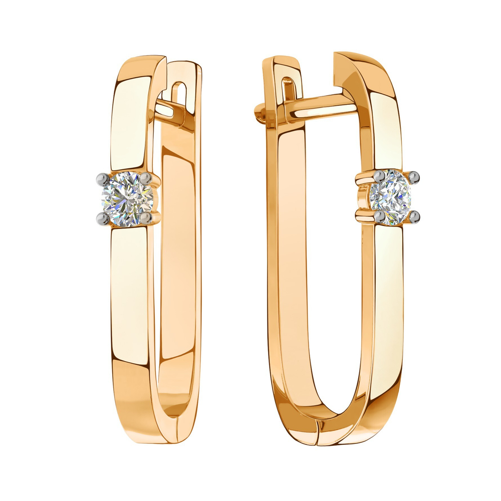 Серьги из золота 585 пробы с Фианит