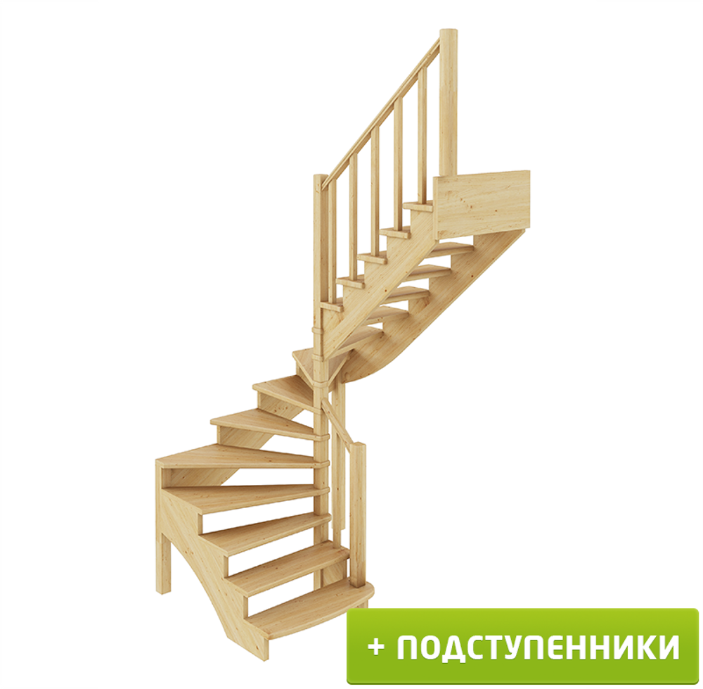 Лестница на второй этаж К-003м/4 Правая с подступенками