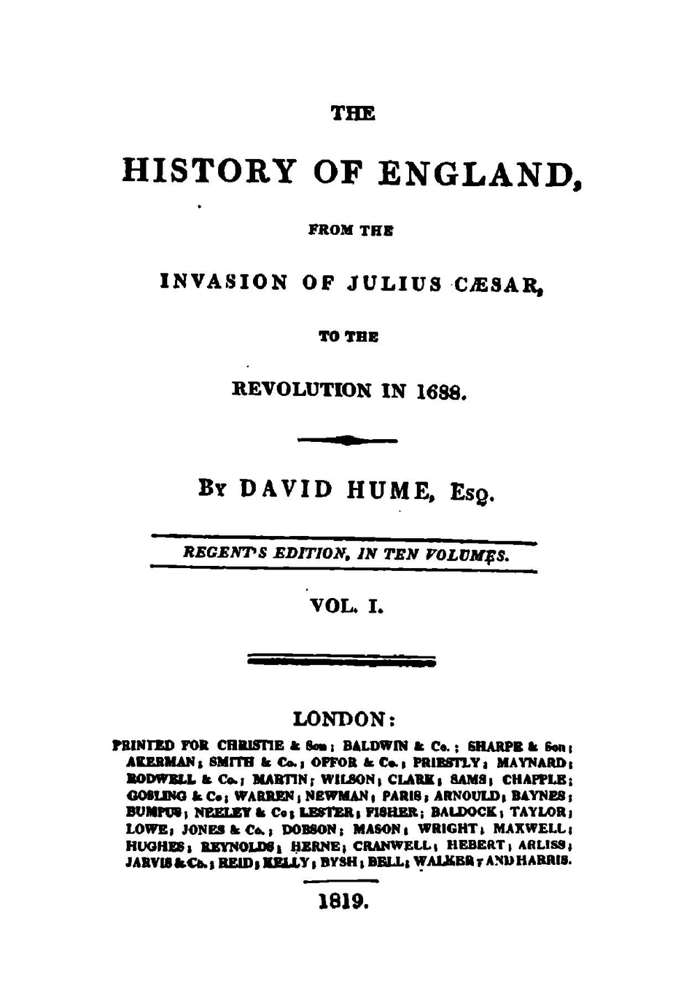 The history of England from the invasion of Julius Caesar. Vol. 1 | David Hume
