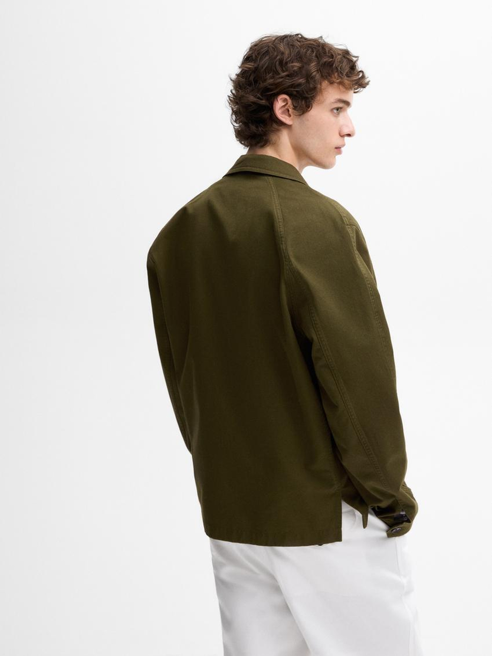 Massimo Dutti Куртка из 100% хлопкового твила, хаки