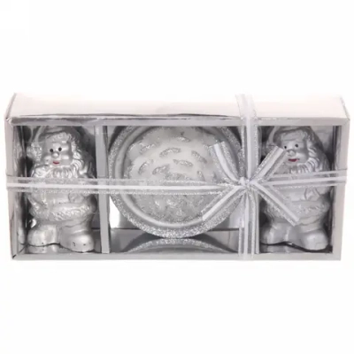 Свечи новогодние «Новогодний вечер» 18*9 см (набор 5 шт), серебро