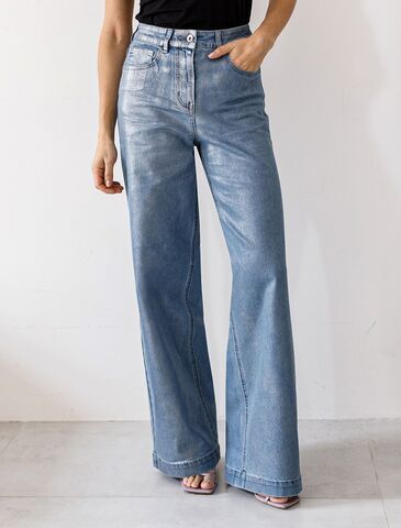 Джинсы-трубы с металлизированным покрытием  D54.219 (121200)