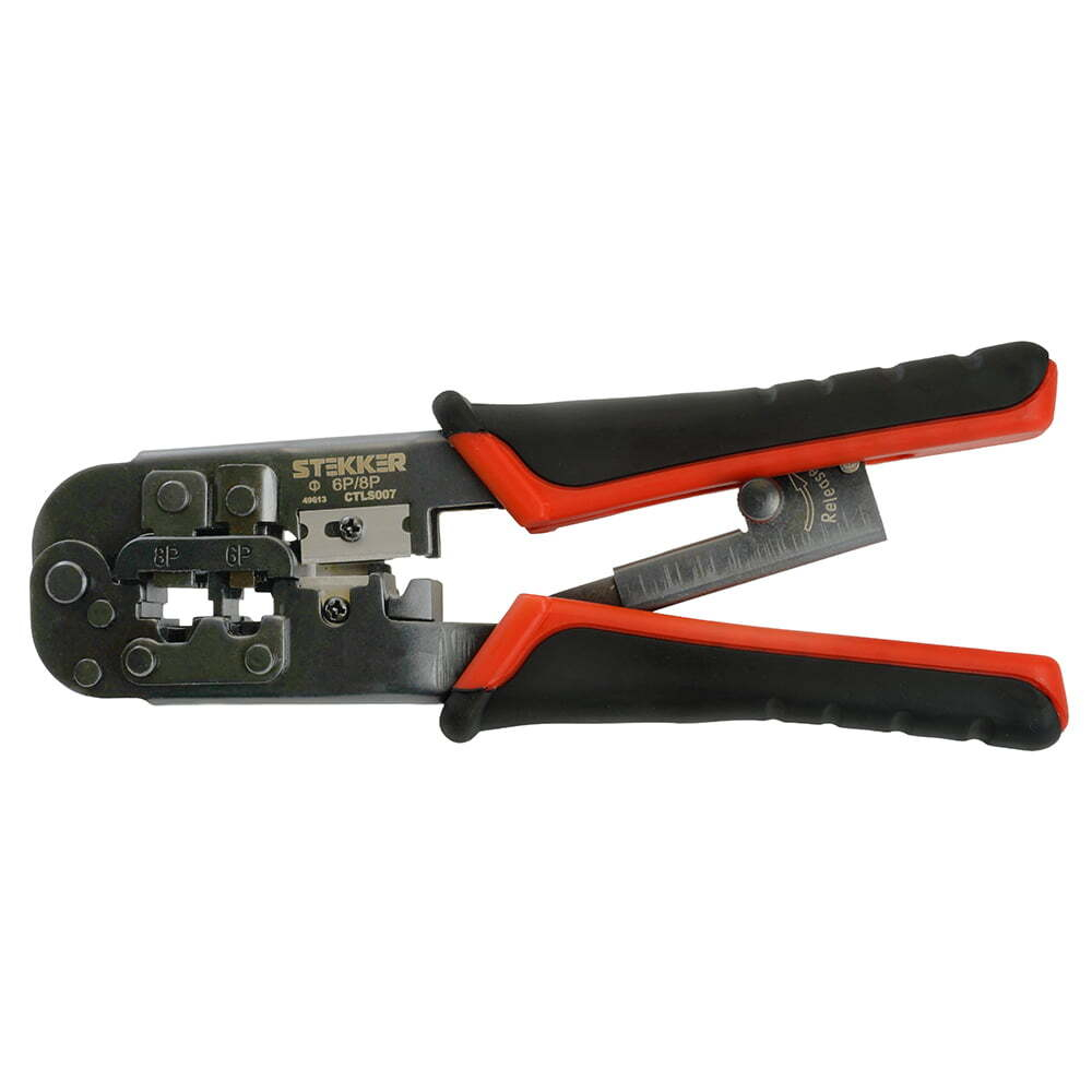 Кримпер для обжима RJ разъемов RJ-45  8P8C . RJ-12  6P6C  и RJ-11  6P4C и 6P2C . черный. красный CTLS007