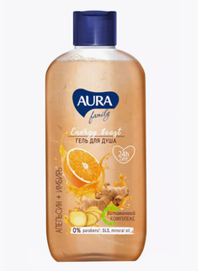 ГЕЛЬ ДЛЯ ДУШ AURA FAMILY АПЕЛЬСИН И ИМБИРЬ 400МЛ